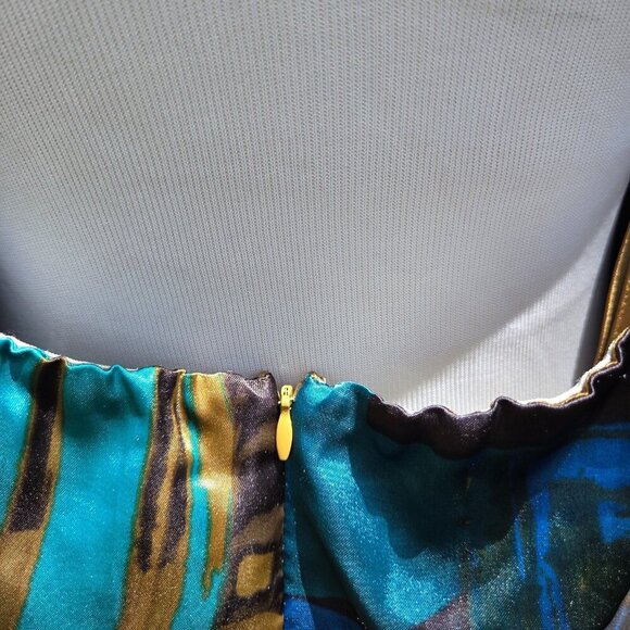 Y2k Robbie Bee womens silk babydoll Dress 14 Blue Fairycore Whimsy Halter prom - Picture 5 of 10